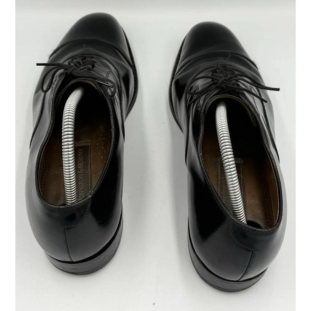 Johnston And Murphy Cap Toe Oxford Shoes Men's 9.5 Black Classic Lace Up Dress - Picture 6 of 8
